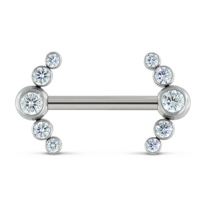 Titan Nipple Barbell Side Gem Cluster CZ Threadless