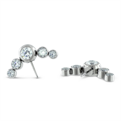 Titan Nipple Barbell Side Gem Cluster CZ Threadless