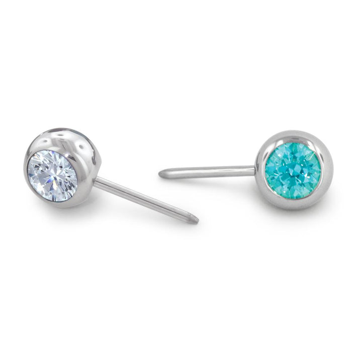 NeoMetal Titanium Faceted Side Set Gem Bezel CZ Threadless