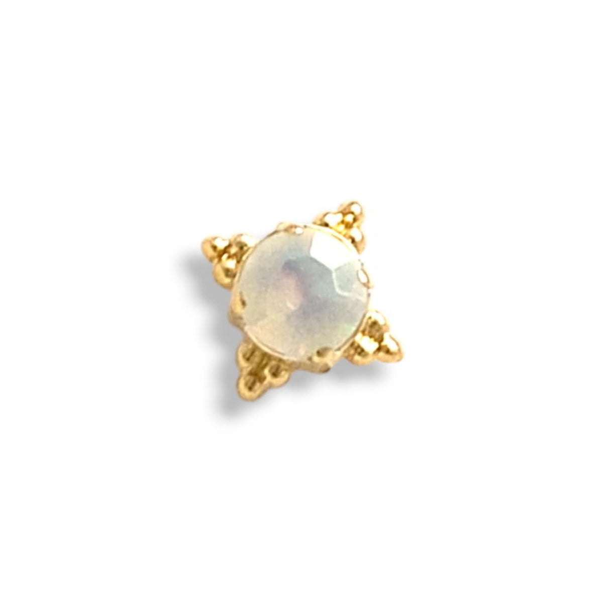 Anatometal 14kt Zia Faceted Opal weiß Gelbgold Threadless